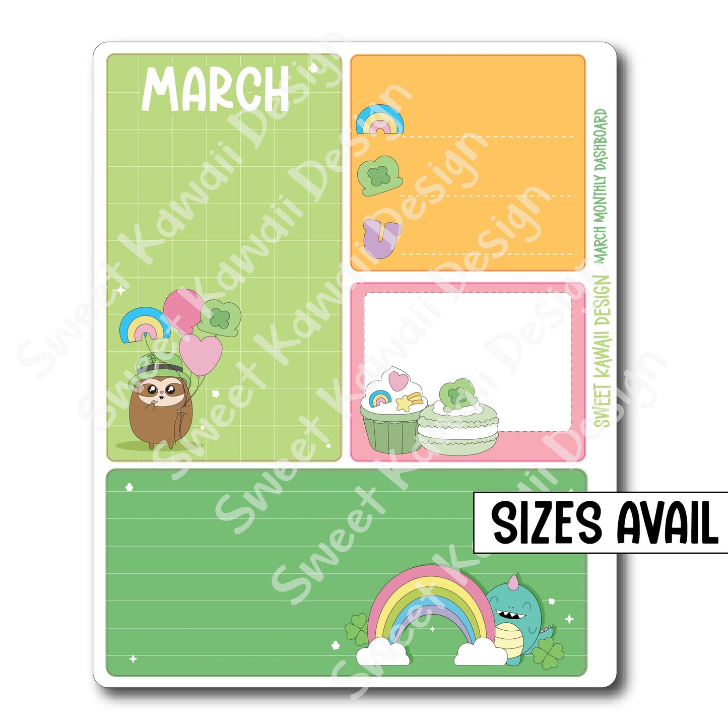 Kawaii Monthly Dashboard - March - Sizes Available