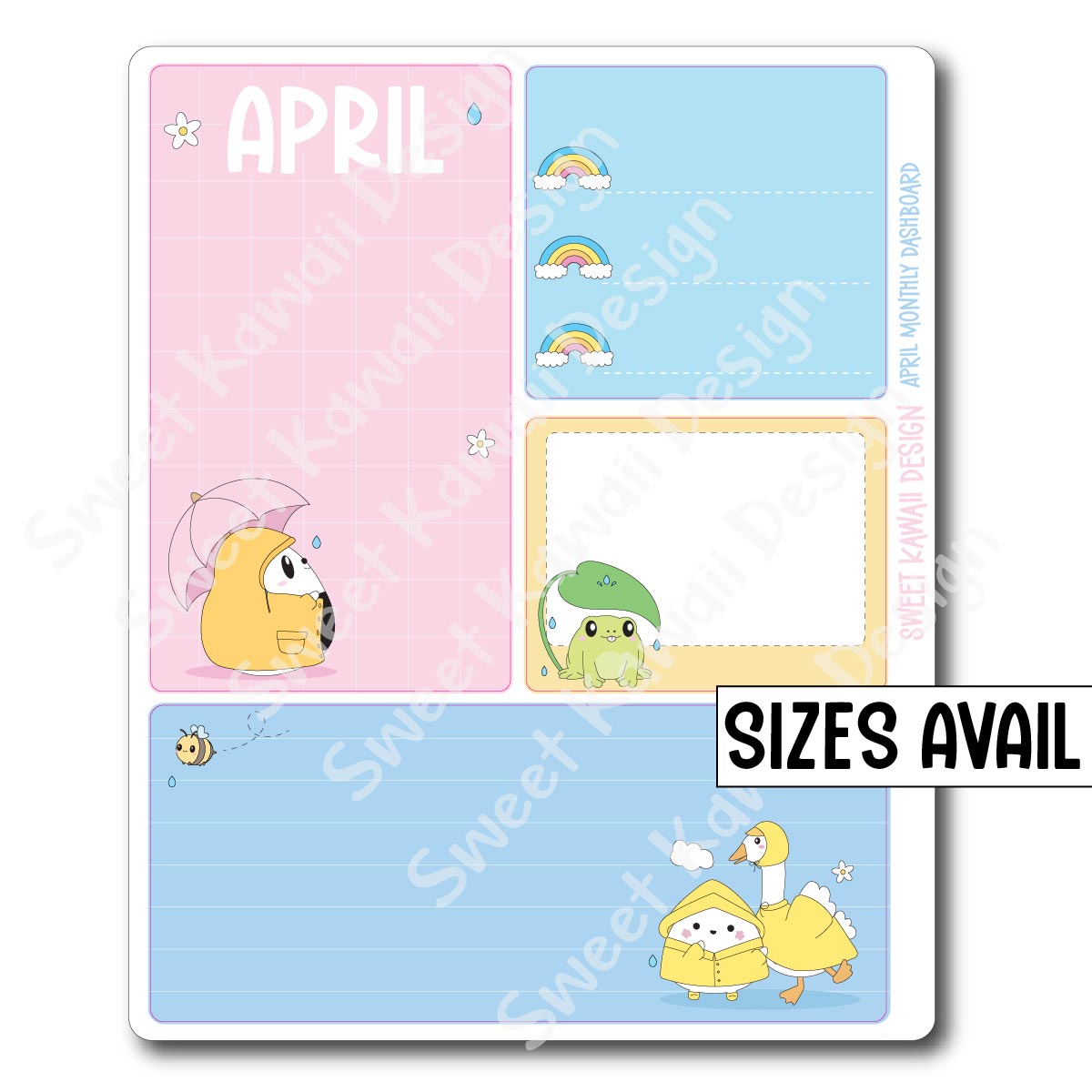 Kawaii Monthly Dashboard - April - Sizes Available