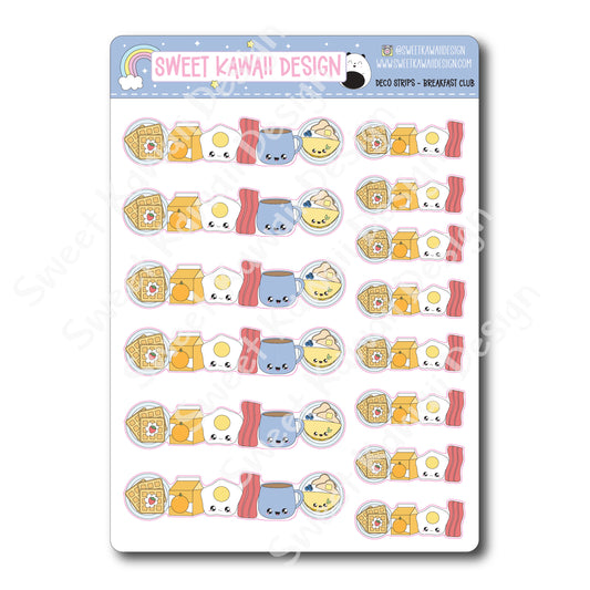 Kawaii Deco Strip Stickers (washi strip/border) - Breakfast Club