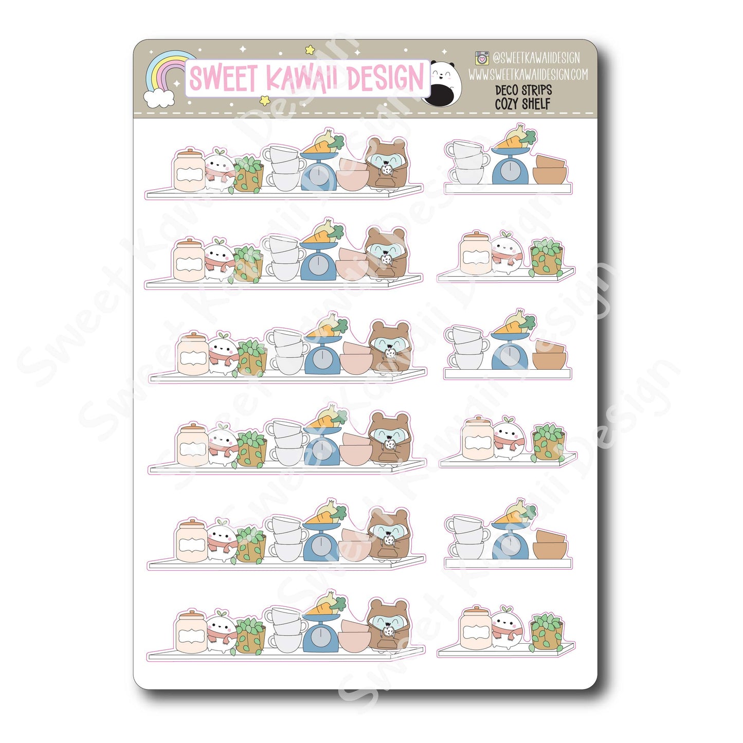 Kawaii Deco Strip Stickers (washi strip/border) - Cozy Shelf