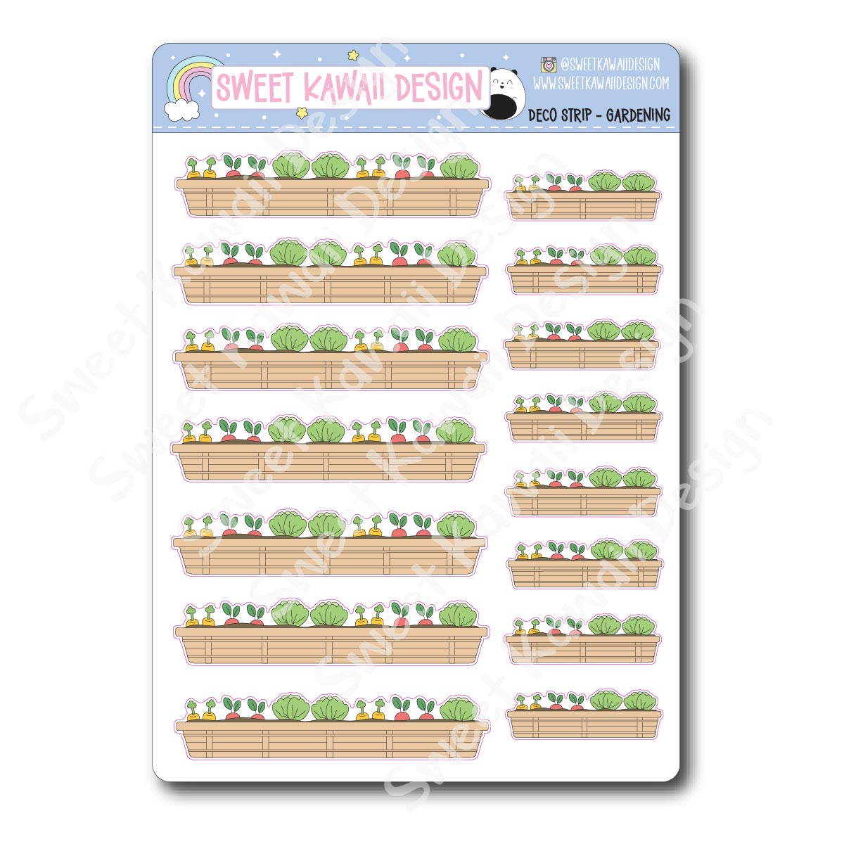 Kawaii Deco Strip Stickers (washi strip/border) - Gardening