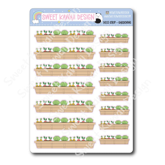 Kawaii Deco Strip Stickers (washi strip/border) - Gardening