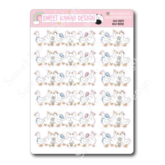 Kawaii Deco Strip Stickers (washi strip/border) - Silly Goose