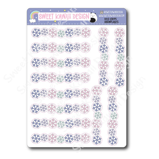 Kawaii Deco Strip Stickers (washi strip/border) - Snowflakes