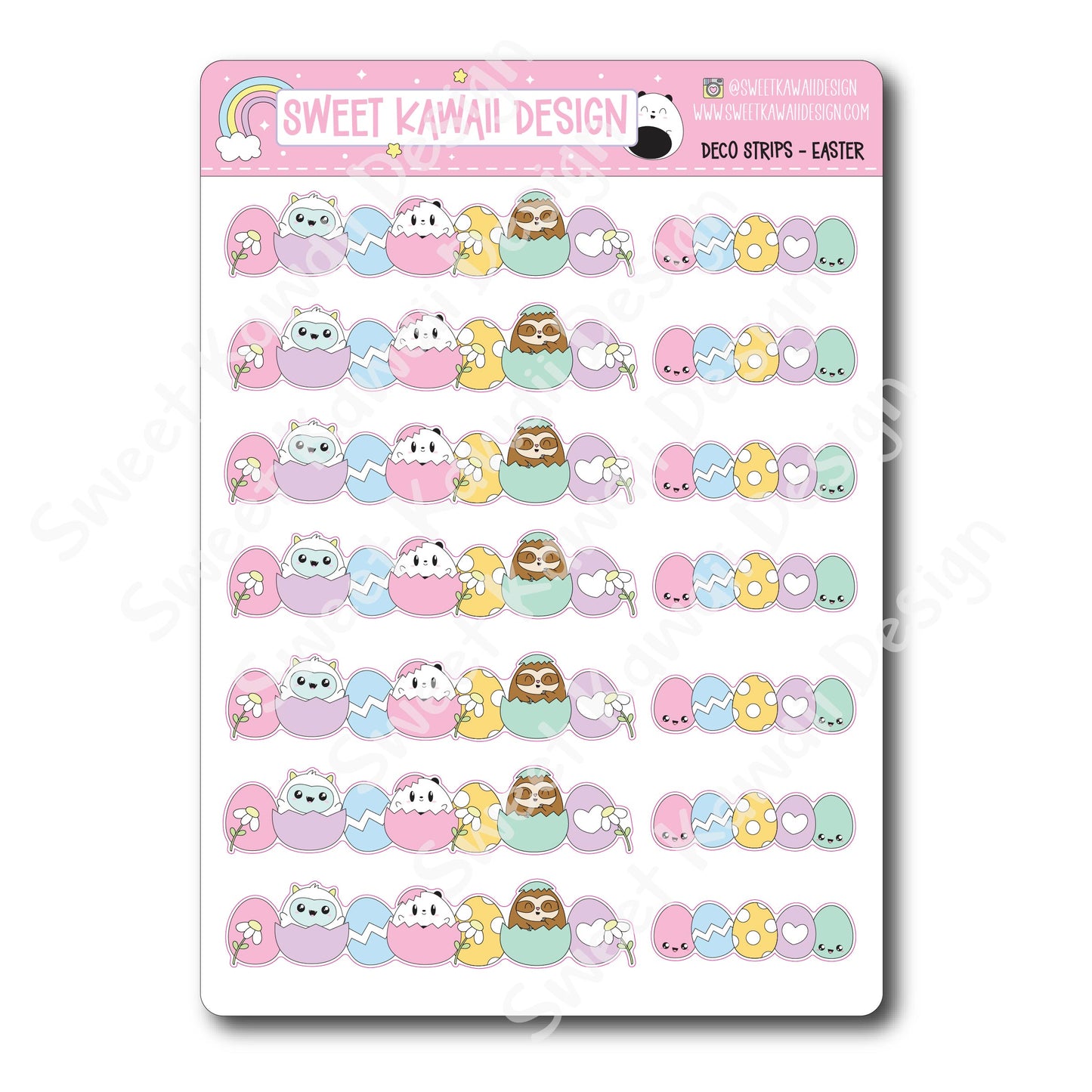 Kawaii Deco Strip Stickers (washi strip/border) - Easter