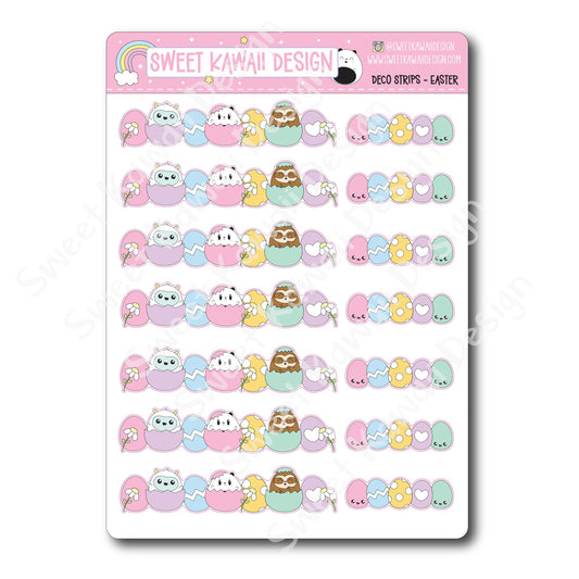 Kawaii Deco Strip Stickers (washi strip/border) - Easter