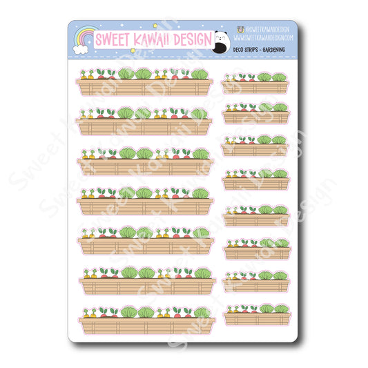 Kawaii Deco Strip Stickers (washi strip/border) - Gardening