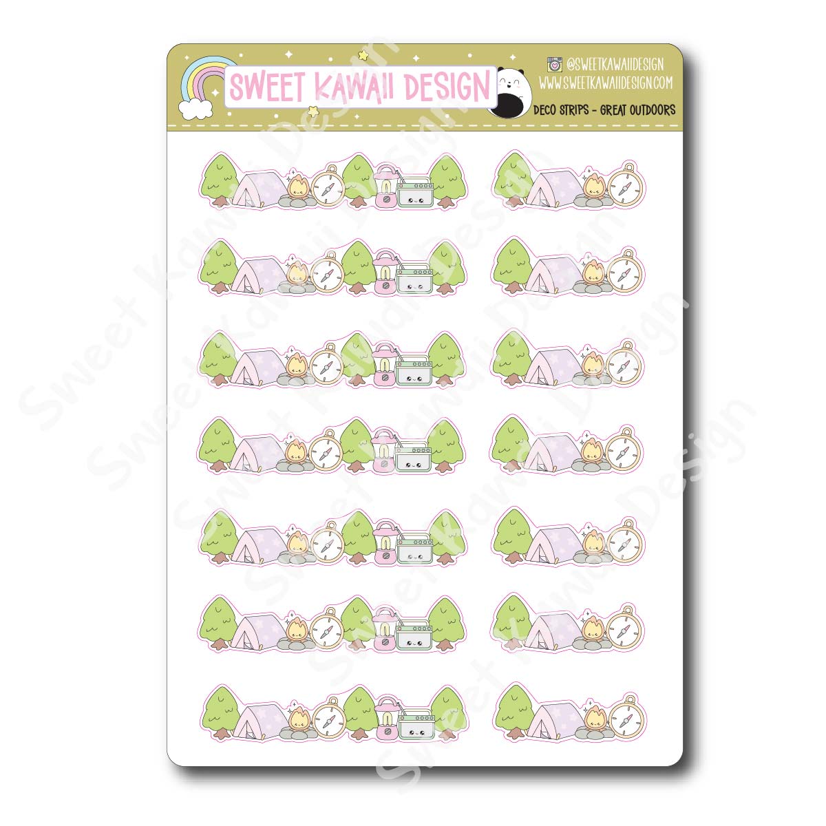 Kawaii Deco Strip Stickers (washi strip/border) - Great Outdoors