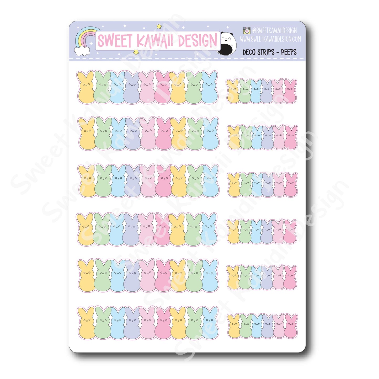 Kawaii Deco Strip Stickers (washi strip/border) - Peeps