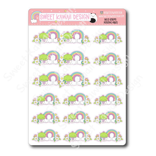 Kawaii Deco Strip Stickers (washi strip/border) - Positive Vibes