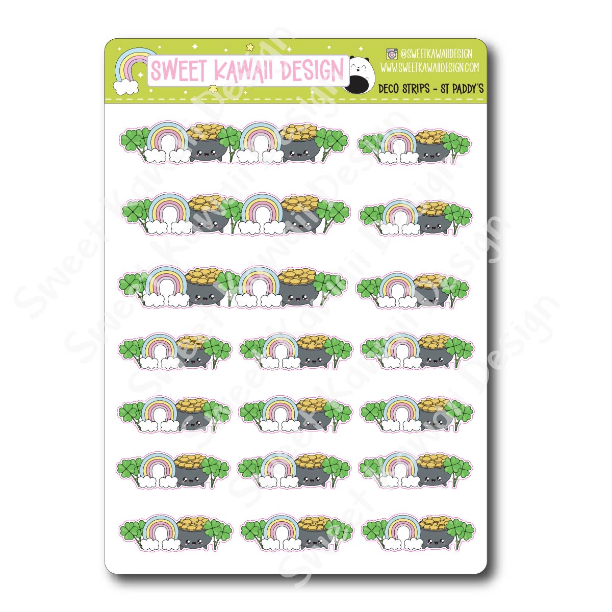 Kawaii Deco Strip Stickers (washi strip/border) - St. Paddy's