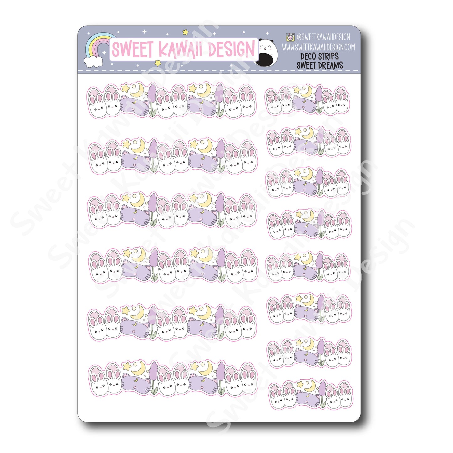 Kawaii Deco Strip Stickers (washi strip/border) - Sweet Dreams