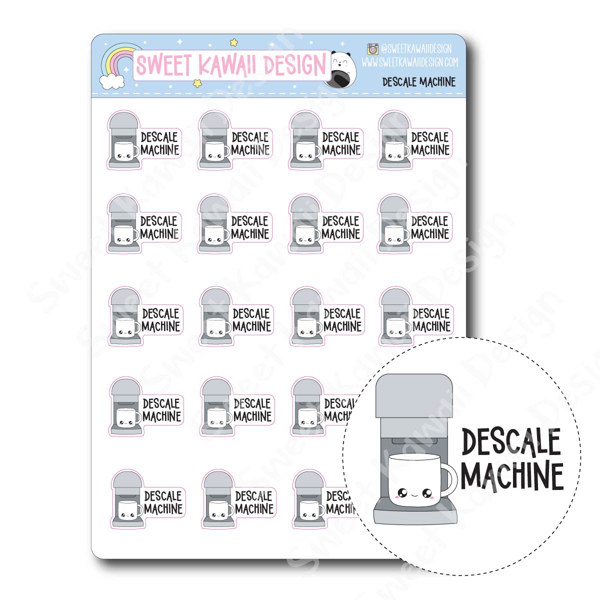 Kawaii Descale Machine Stickers