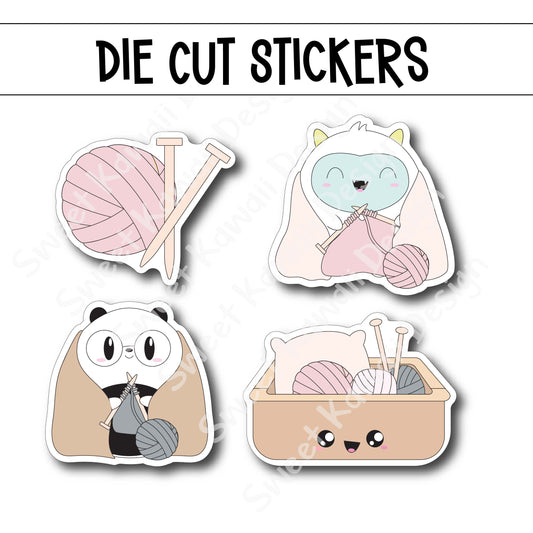 Kawaii Knitting Diecut Sticker Set