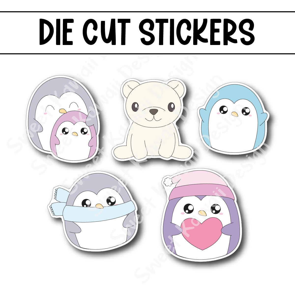 Kawaii Penguin Diecut Sticker Set