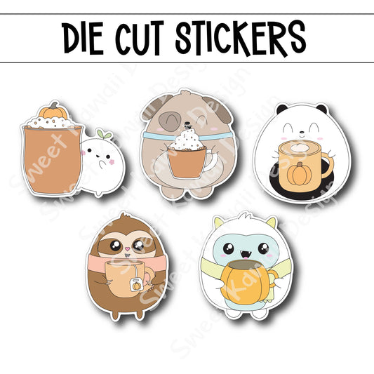 Kawaii Pumpkin Spice Diecut Sticker Set