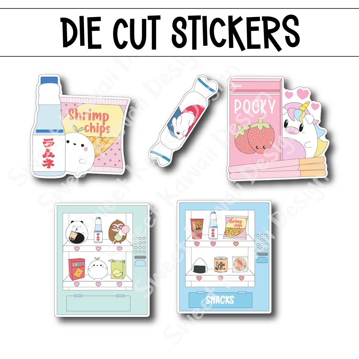 Kawaii Snack Attack Die Diecut Sticker Set