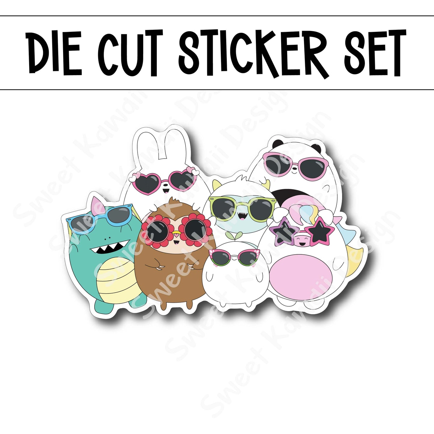 Kawaii Sunglasses Critters Die Diecut Sticker Set