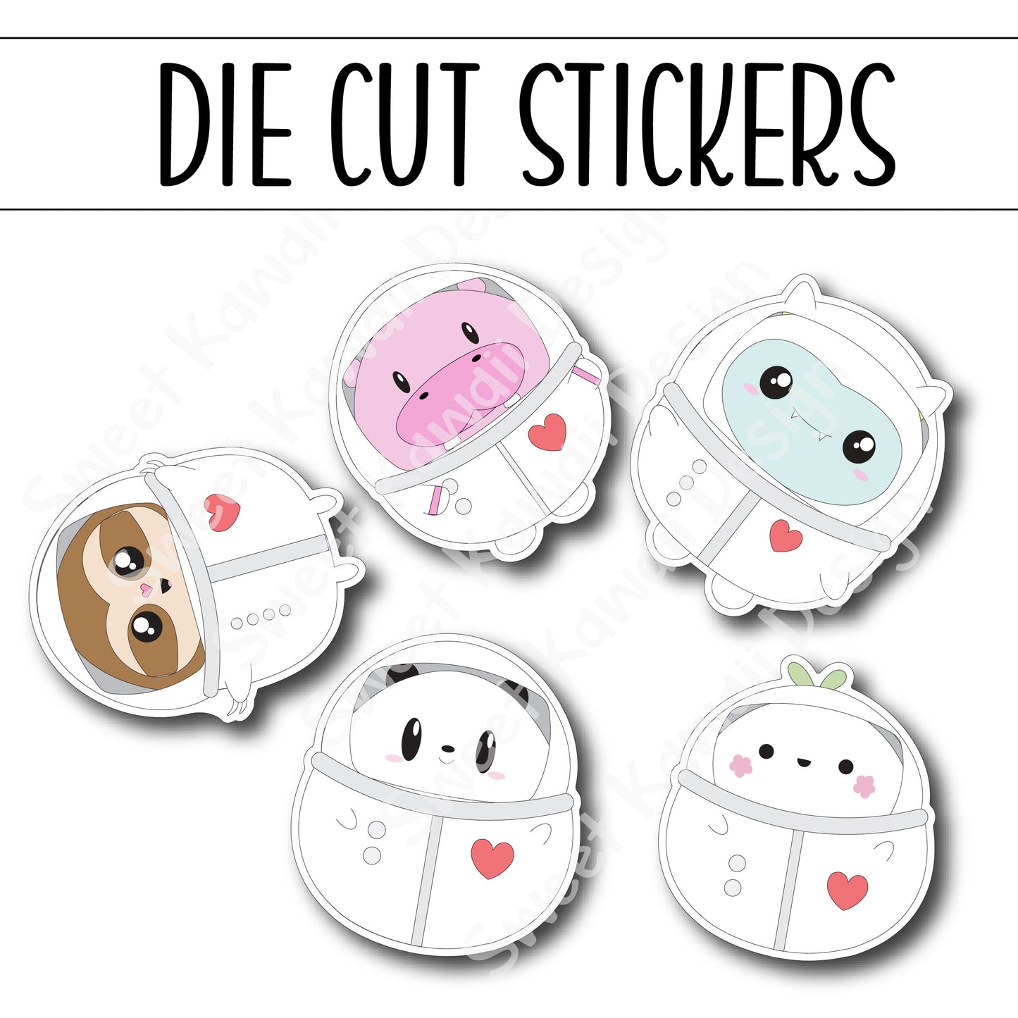 Kawaii Space Critters Diecut Sticker Set