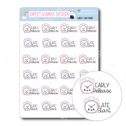 Kawaii Early / Late Start Stickers