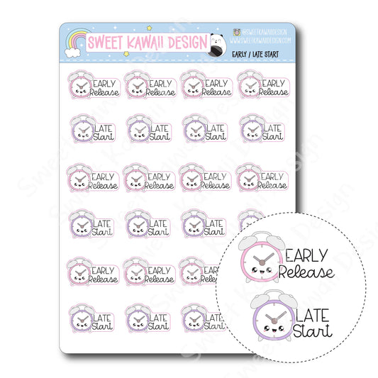 Kawaii Early / Late Start Stickers