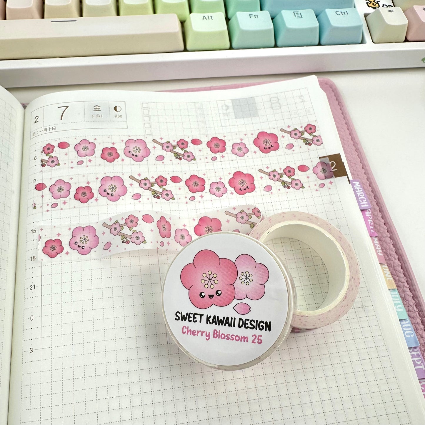 Kawaii Cherry Blossom Tape 15mm x 10mm