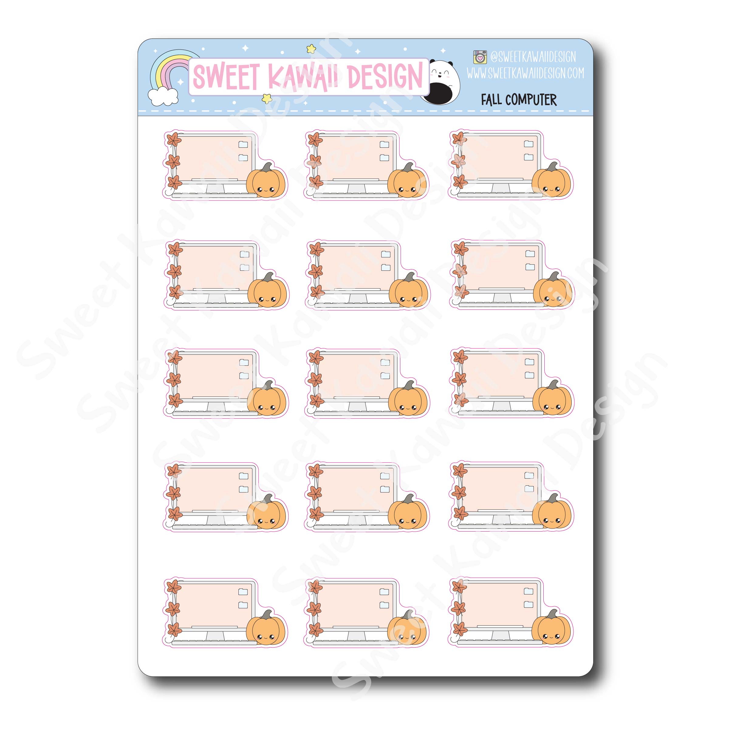 Kawaii Fall Computer Stickers