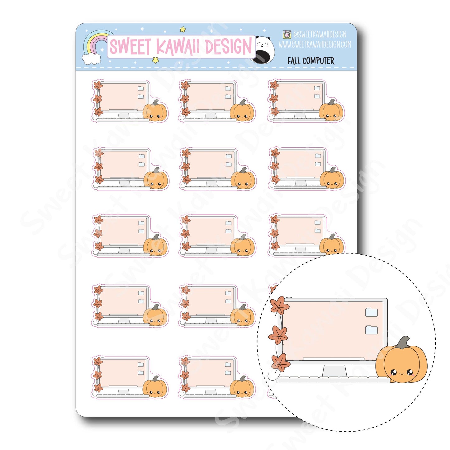 Kawaii Fall Computer Stickers