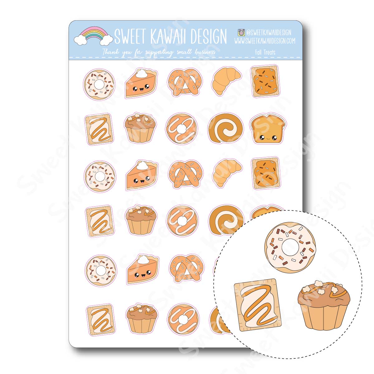 Kawaii Fall Treats Stickers