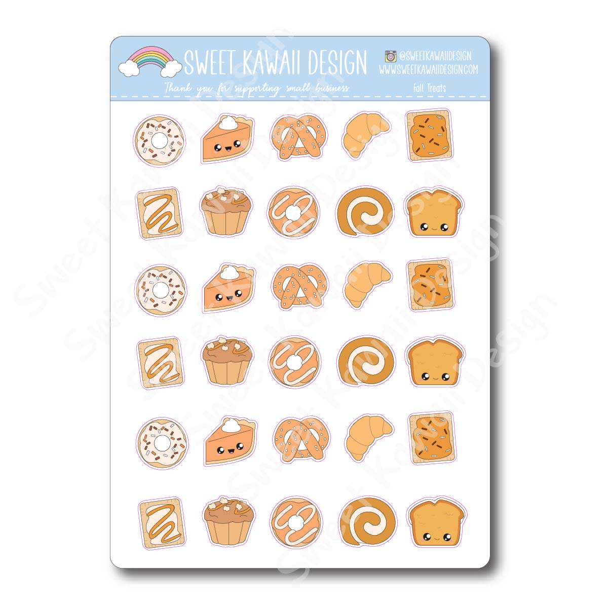 Kawaii Fall Treats Stickers