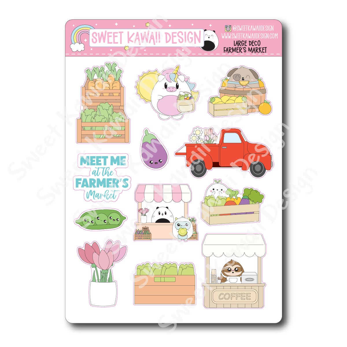 Kawaii Farmer's Market Deco (LARGE) Stickers