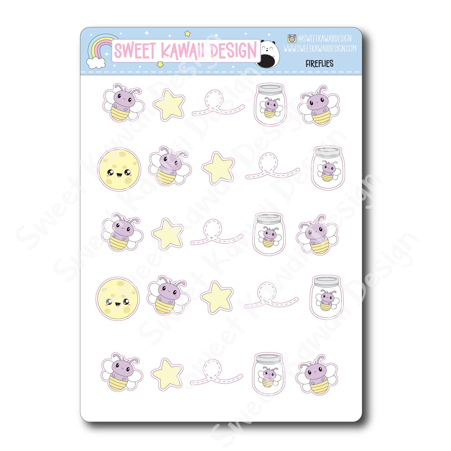 Kawaii Fireflies Stickers