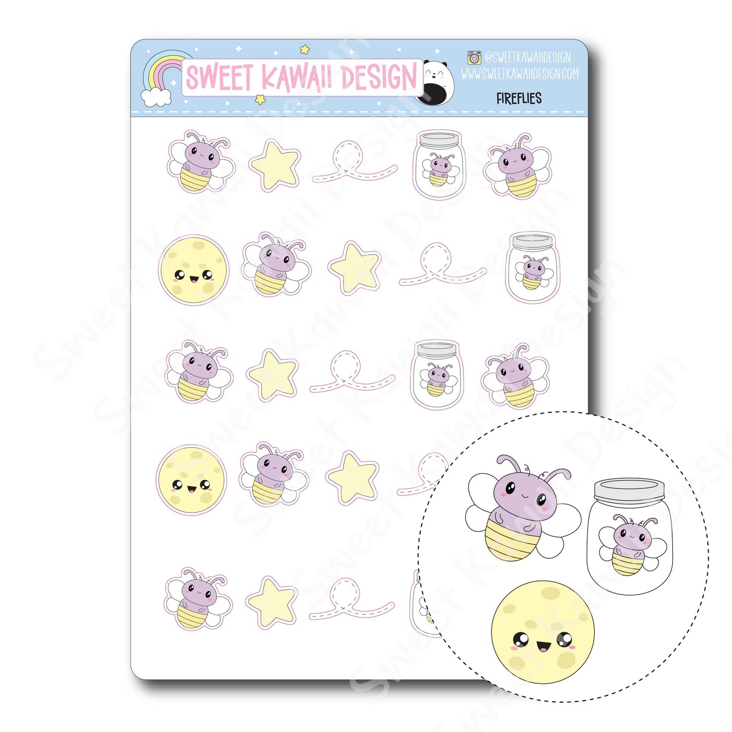 Kawaii Fireflies Stickers