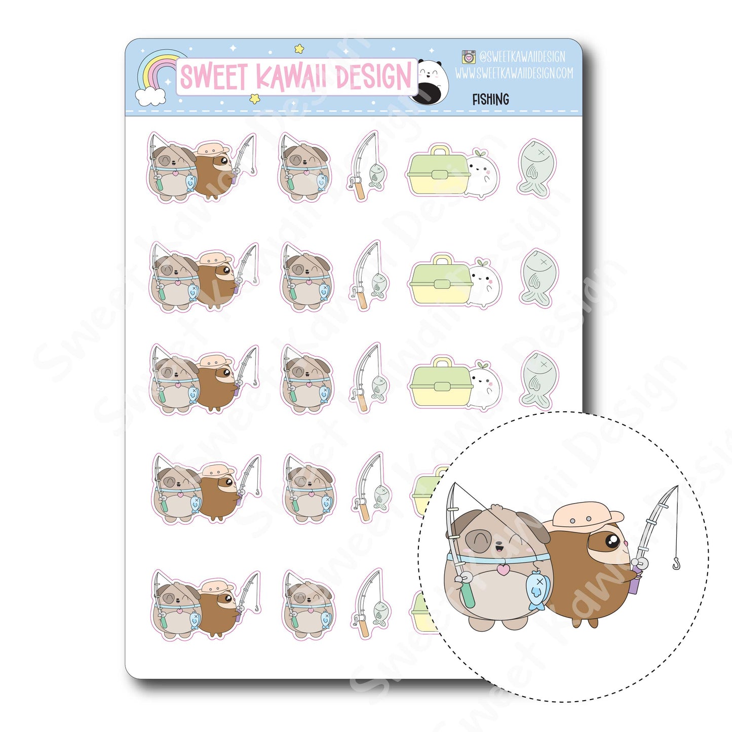 Kawaii Fishing Stickers