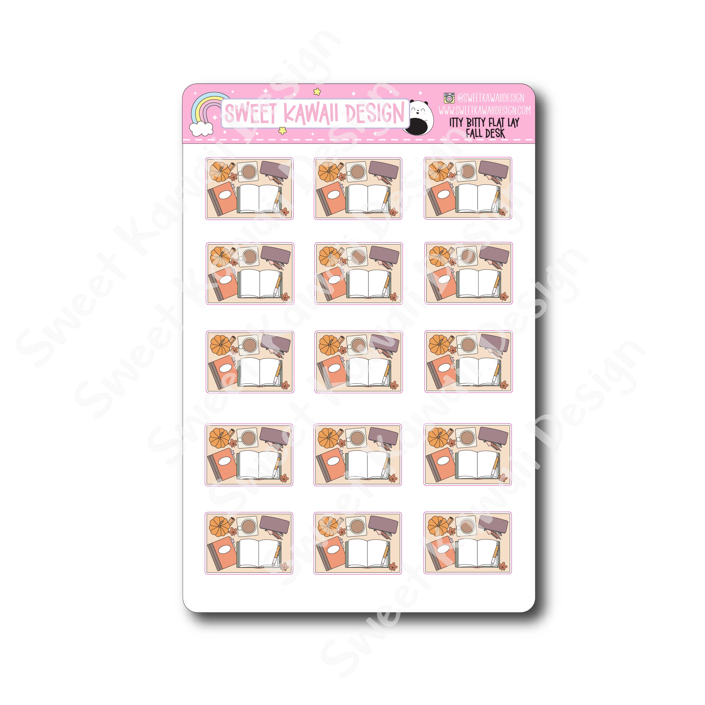 Kawaii Flat Lay Fall Desk Stickers