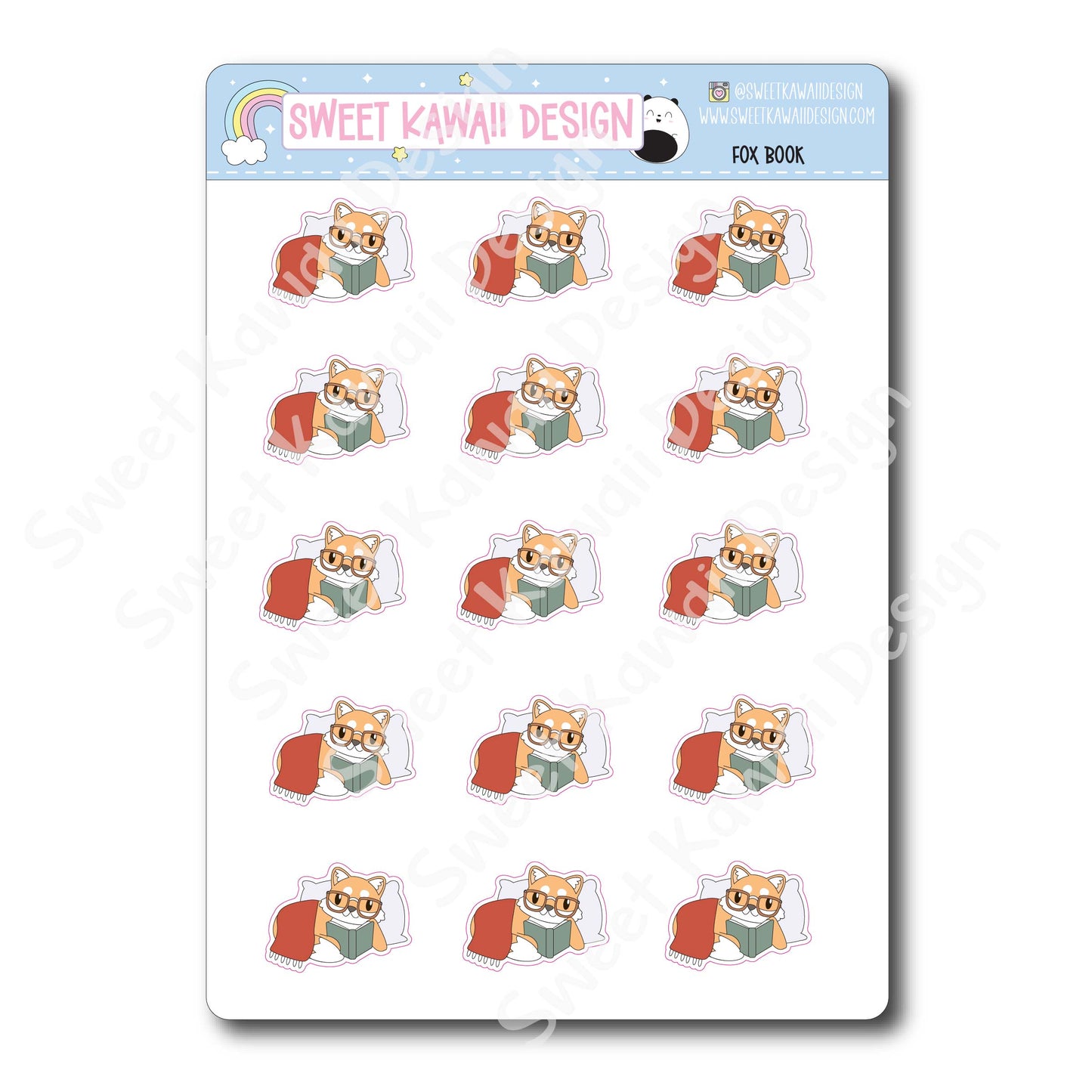 Kawaii Fox Book Stickers