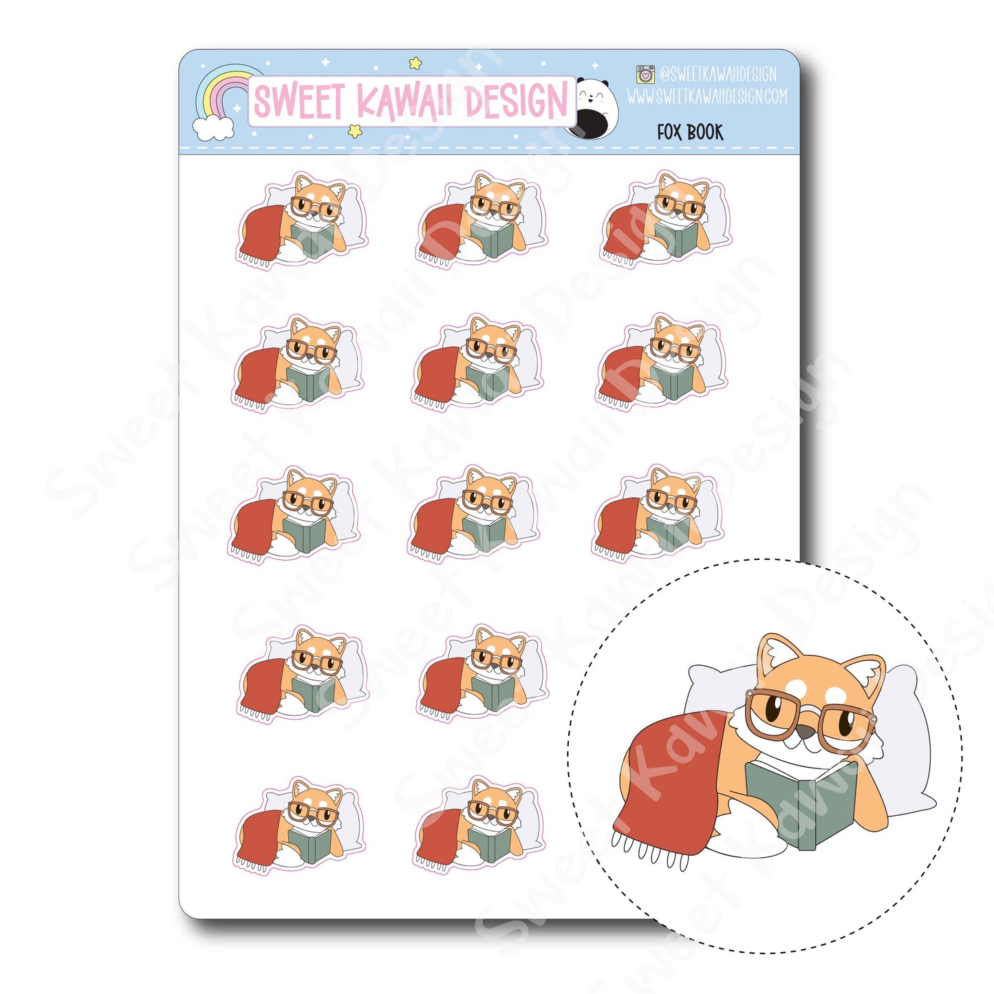 Kawaii Fox Book Stickers