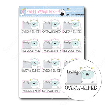 Kawaii Yeti (Frank) Stickers - Easily Overwhelmed