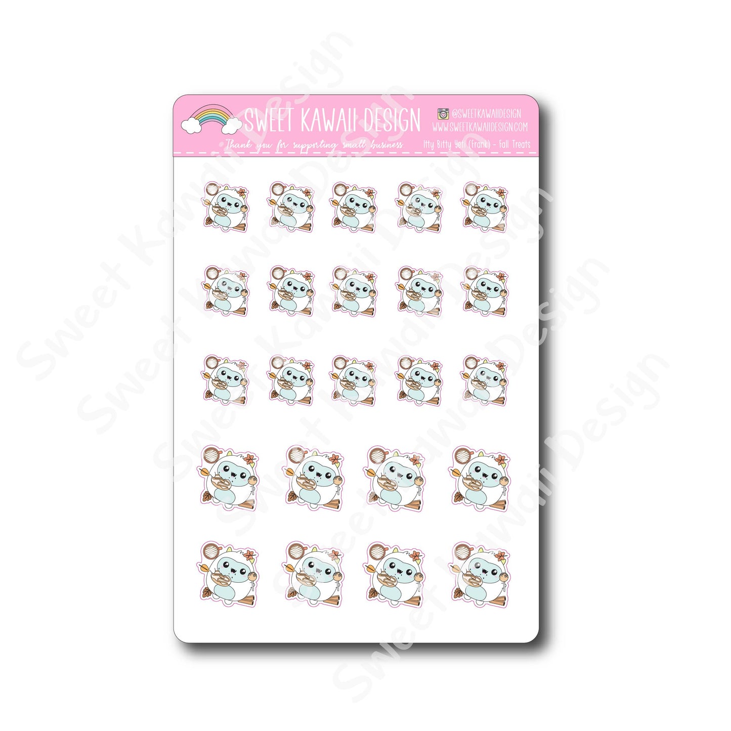 Kawaii Yeti (Frank) Stickers - Fall Treats