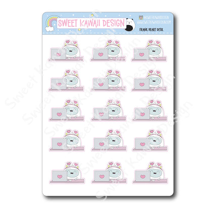 Kawaii Yeti (Frank) Stickers - Heart Desk