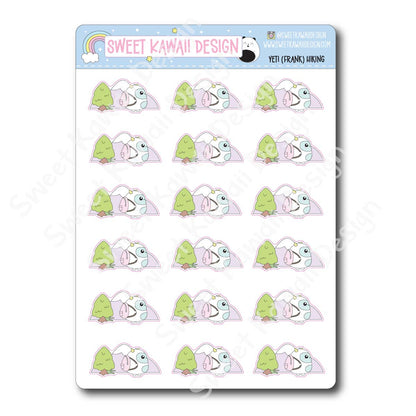 Kawaii Yeti (Frank) Stickers - Hiking