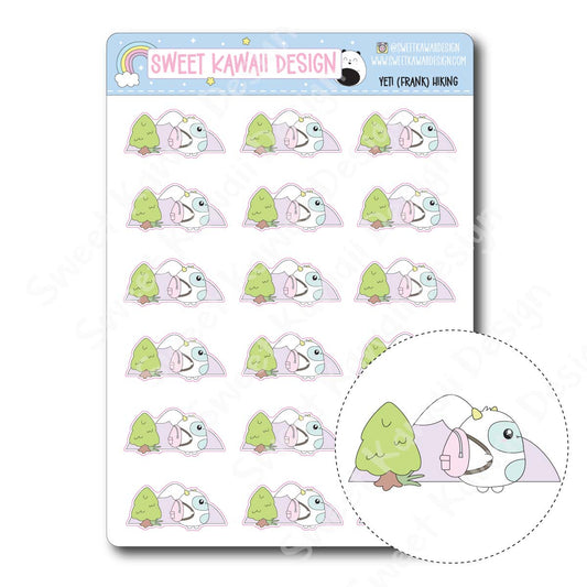 Kawaii Yeti (Frank) Stickers - Hiking