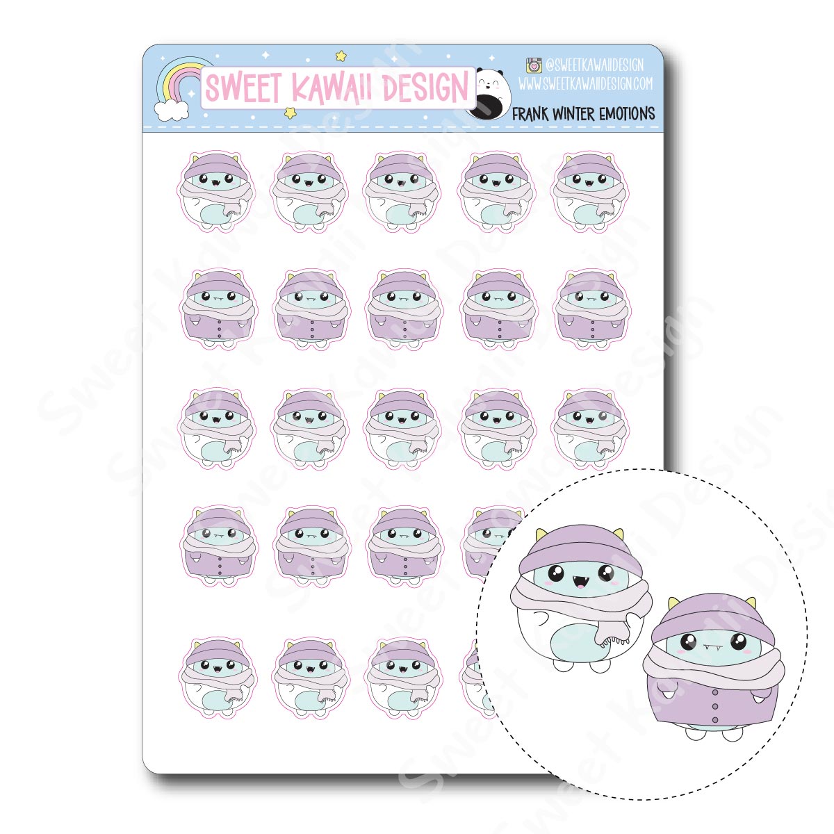 Kawaii Yeti (Frank) Stickers - Winter Emotions