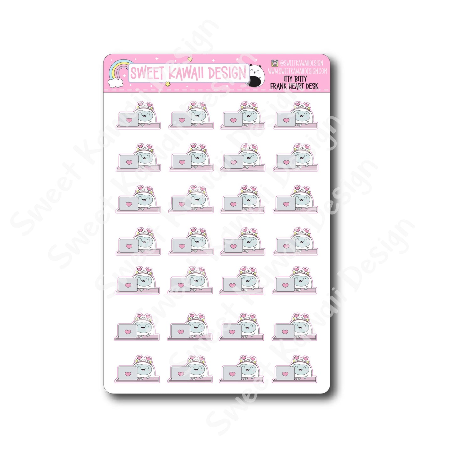 Kawaii Yeti (Frank) Stickers - Heart Desk