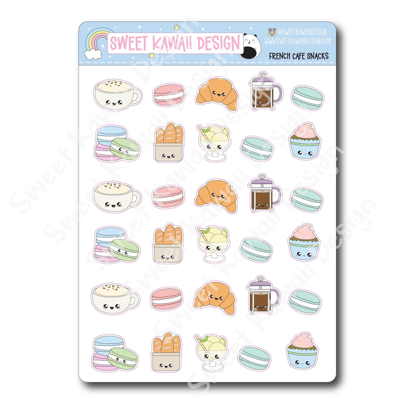 Kawaii French Cafe Snack Stickers