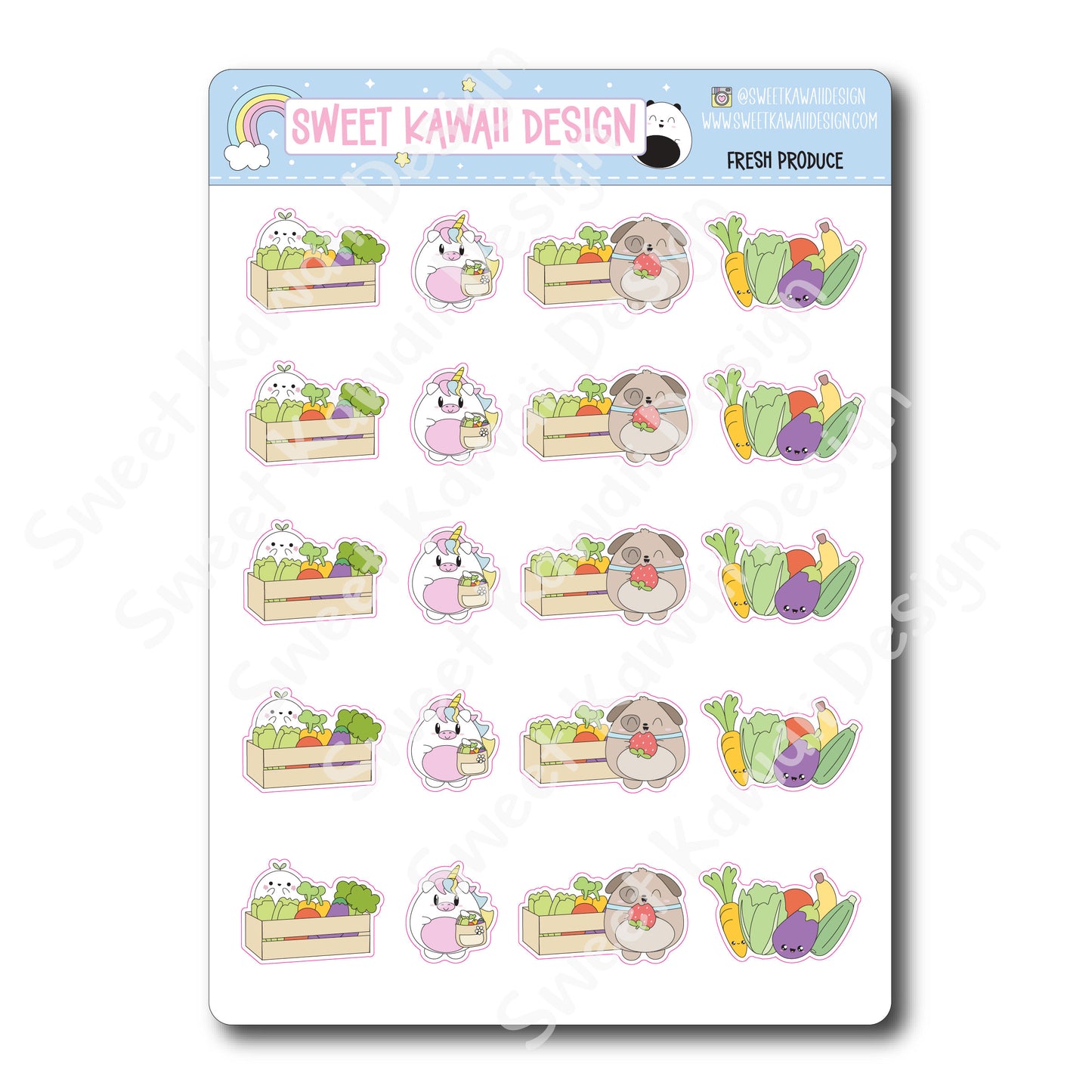 Kawaii Fresh Produce Stickers