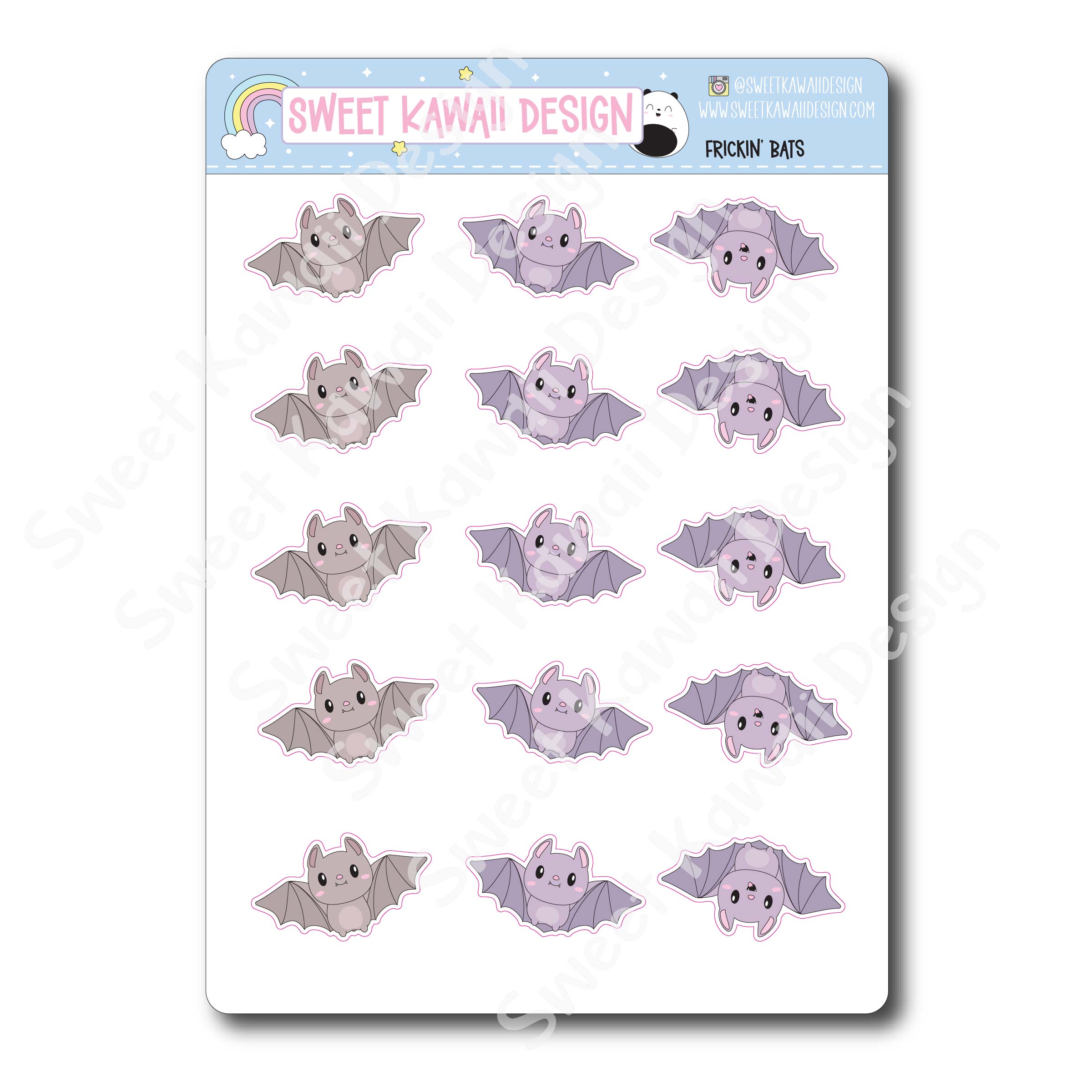 Kawaii Frickin' Bats Stickers