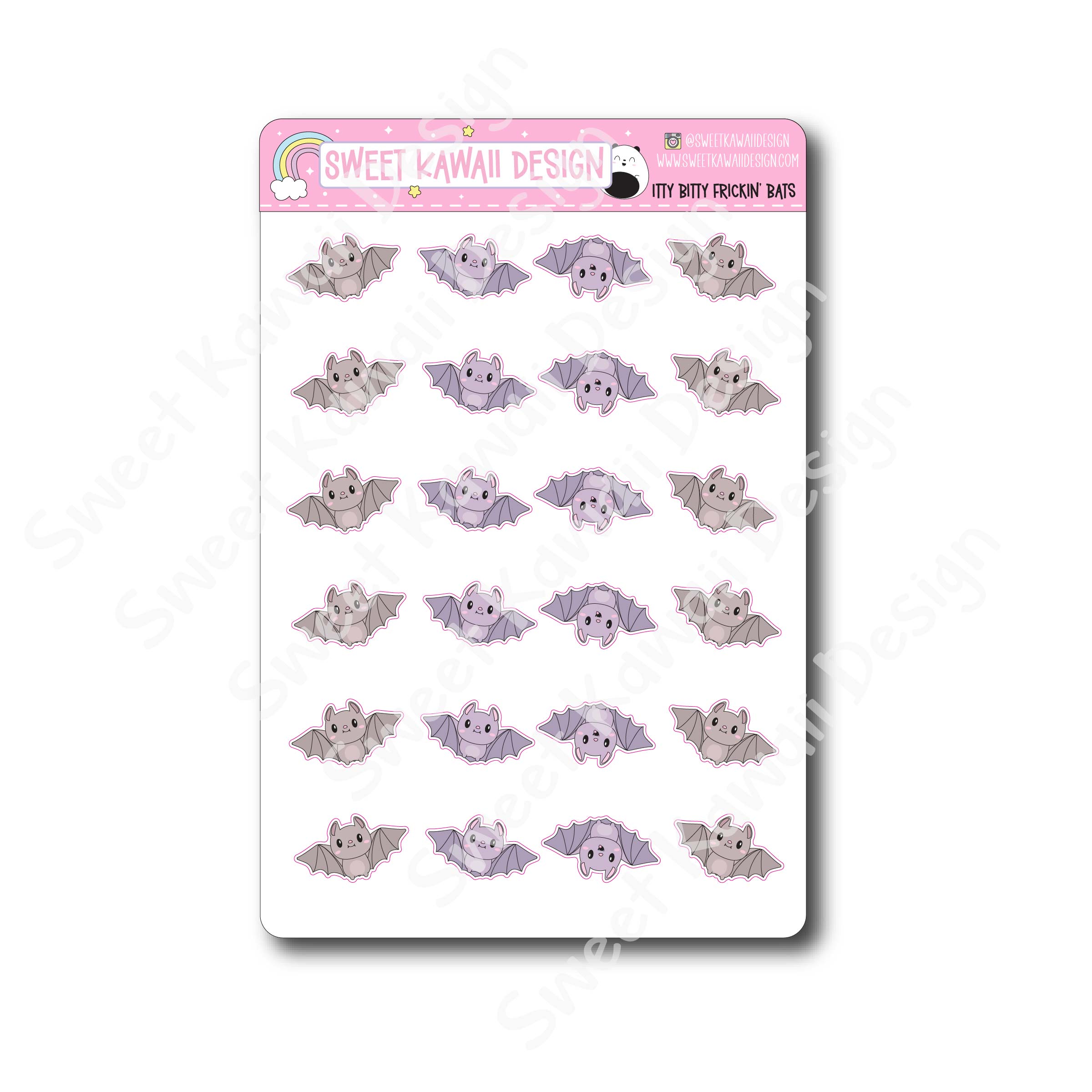 Kawaii Frickin' Bats Stickers