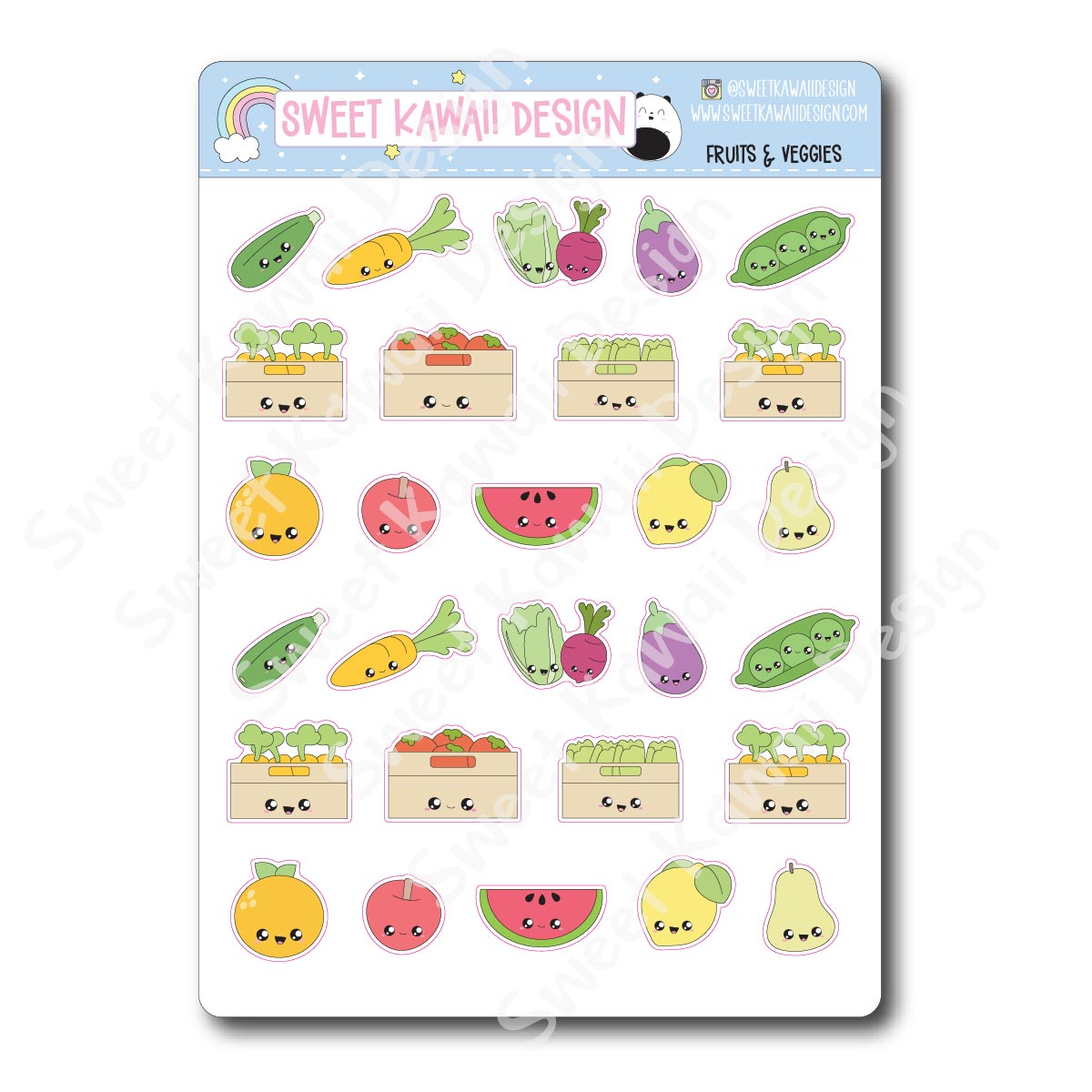 Kawaii Fruit and Veggie Stickers