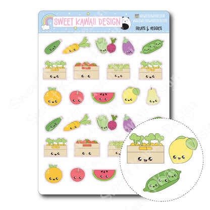 Kawaii Fruit and Veggie Stickers